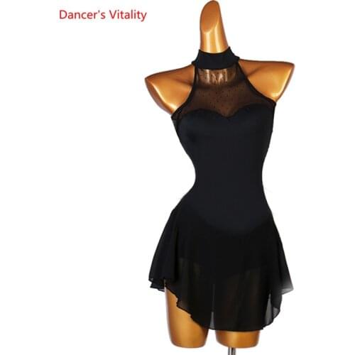 Latin Dance Dress High Collar Skirt High-End Custom Female Adult Child Elegant Practice Clothing Profession Performance Clothes