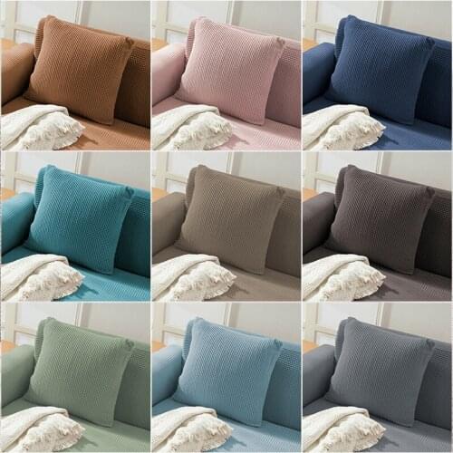 Soft elasticity fabric throw sofa cover square velvet pillow case 45x45 cushion covers home decoration grey pink waterblue pink