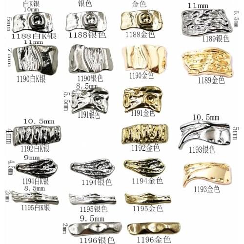 10Pcs/Lot Japan Punk Style Gold Silver Irregular Graphics 3D Metal Alloy Nail Art Deco Nail Stickers/Charms/ Tools for Manicure