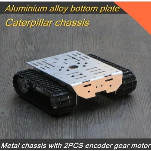 Tank chassis Aluminium alloy bottom plate,smart car Tracked cars Robot chassis With 2PCS encoder gear metal motor