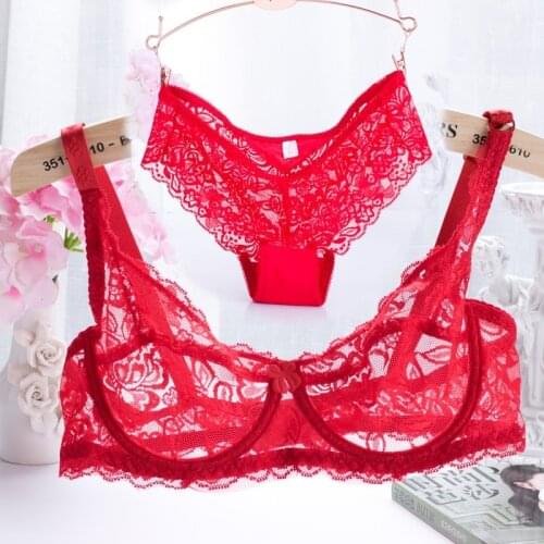 2019 New Lace Bra Set Plus Size Sexy Padded Bras Women Bra Sets Floral Push Up Underwire Bras Underwear Women Lingerie set