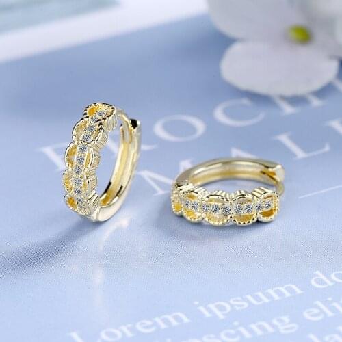 New Fashion Lovely Hoop Earrings Shiny Crystal Golden/White Simple Huggies Small Round Circle Elegant Earring Piercing Jewelry