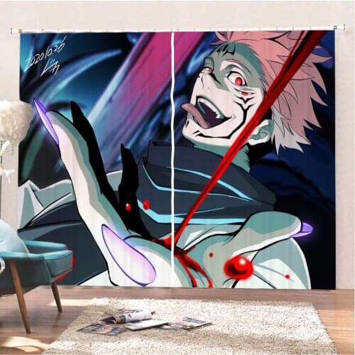 Jujutsu Kaisen Window Curtains 3D Print Japan Anime Curtains For Living Room Window Treatments For Bedroom Window Drapes