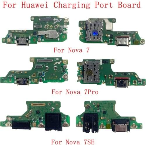 Original USB Charging Port Connector Board Parts Flex Cable For Huawei Nova 7 7Pro 7SE Charging PCB with Sim Card Reader