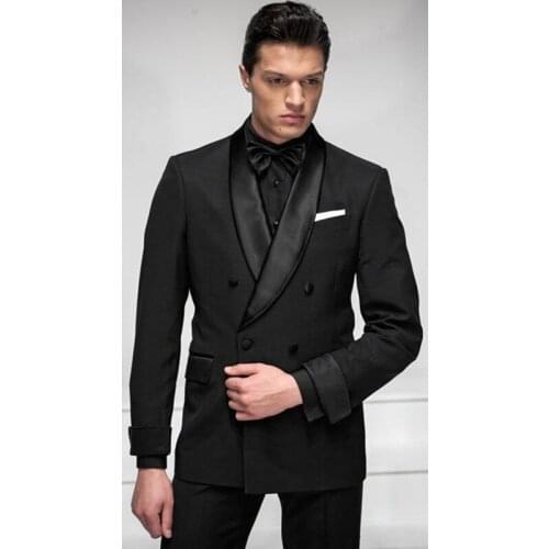 Jacket+Pants) New Handsome Vintage Black 2 Piece Groom Tuexdos For Wedding Formal Prom Suit Party Evening Blazer Custom Made