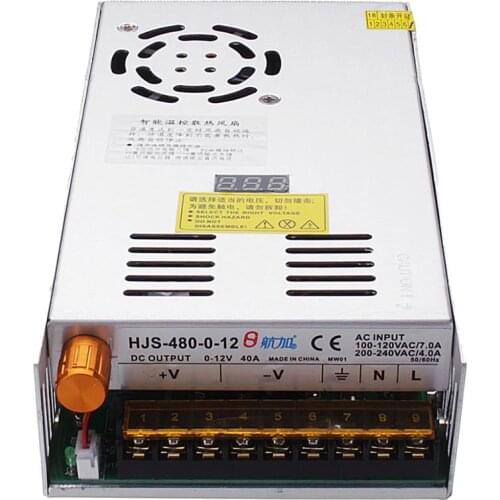 Adjustable Power Supply 0-12V 35A 480W HJS-480-0-12 DC voltage regulated SMPS with Digital Display