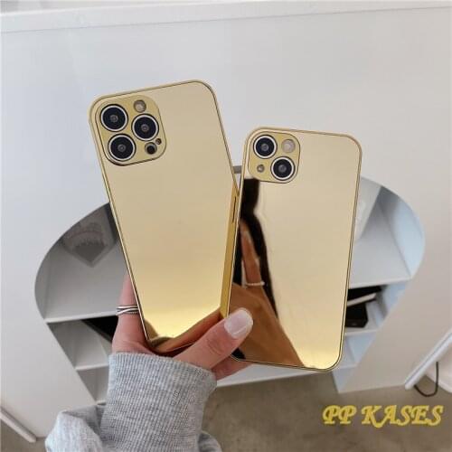 Luxury Gold Plated Electroplated Phone Case For iPhone 12 Pro Max 11Promax 12mini X Xsmax XR SE20 8 7Plus Mirror Flip Coque Etui