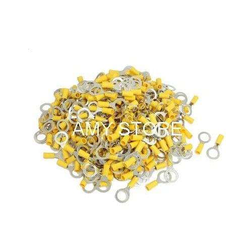RV5.5-12 Ring Tongue Type Pre Insulated Terminals Yellow 500pcs for AWG 12-10