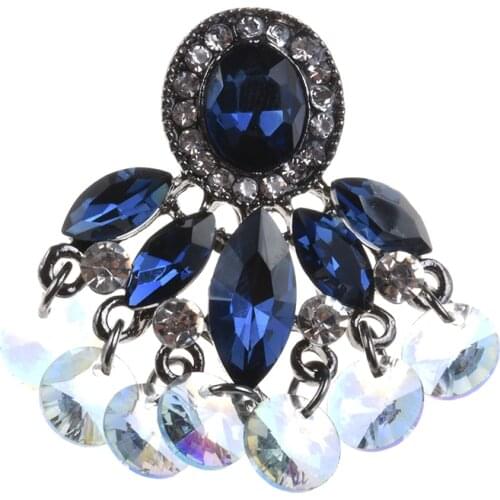 PPG&PGG Glass Crystal Statement Earrings Jewelry 2019 New Imitation Blue Gem Earring For Women Wedding Party