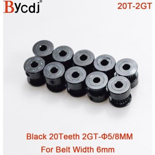 20 teeth 2M 2GT Synchronous Timing Pulley Bore 5mm/6mm Black Anodizing for Width 6mm 2MGT GT2 Open Belt 20T 20Teeth VORON