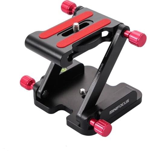 Stable Z Flex Tilt Head Quick Release Plate Folding Z Shape Tripod Head Rail Camera Stabilizer Bracket with Gear (4 Screws)