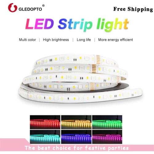 Gledopto RGB+CCT LED strip light rgb ww/cw DC24V 5 meters IP65 waterproof and IP20 not waterproof rgbcct light SMD 5050 SMD 2835