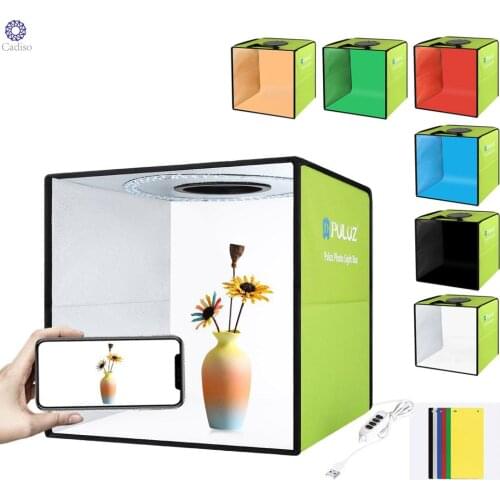 Cadiso 25cm 30cm Ring LED Photobox Photo Studio Box Lightbox Studio Shooting Tent with 6 Background Photography Light Box Kits