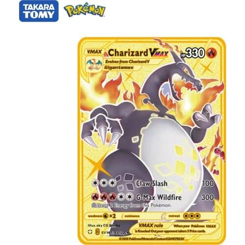 TOMY POKEMON Limited Golden Cards VMAX GX Metal Rare English Collect Game Transaction Collectible Cards Board Battle Shining