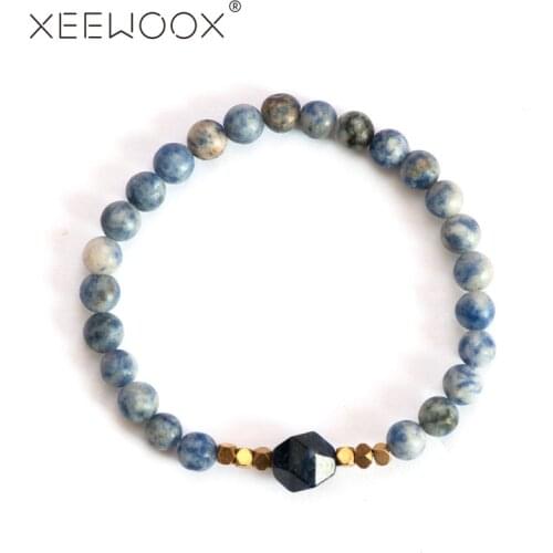 XEEWOOX Natural Stone Amazon Frosted Bead Amazonite Bracelet Mala Beads Pulsera Jewelry for Men Women