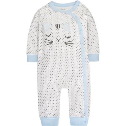 Y384 New 2017 baby cotton cartoon clothes long sleeve infant Girls Overalls Newborn Baby Clothing Infant Creeper Cute kitten