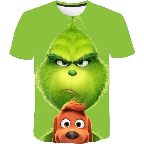 3D Green Grinch Kids T-Shirt Print Girls Funny Clothes Boys Costume Children Summer Tops Kids Clothes Men Women Tshirts