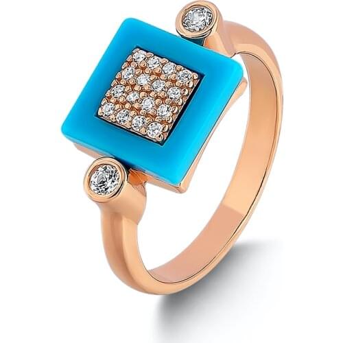 Women Blue Square Silver Ring With Turquoise Stone Handmade Women Jewelry Solid 925 Sterling Silver