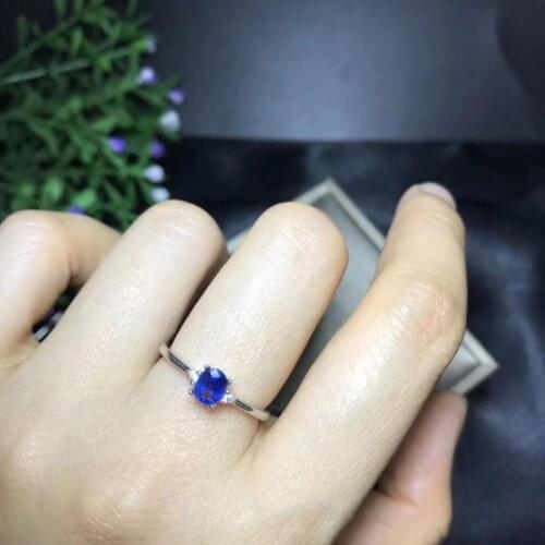 Fashion Ocean blue sapphire gemstone ring for women silver jewelry natural gem color birthday engagement party gift fine jewelry