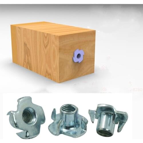 10-20pcs M4 M5 M6 M8 M10 M12 Galvanized four Claws Nut wood inset Speaker T-nut Embedded fastener Screw cap Furniture Hardware