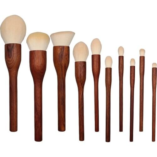 10Pcs Premium Makeup Brush Set with Wooden Handle Highlight, Blush, Foundation, Eyeshadow, Concealer Brush Professional Makeup