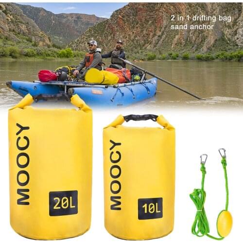 2-in-1 Sand Anchor Drift Bag Waterproof Dry 500D PVC Bag Sand Anchor For Kayak, Jet Ski, Rowing, Small Boats 10L 20L