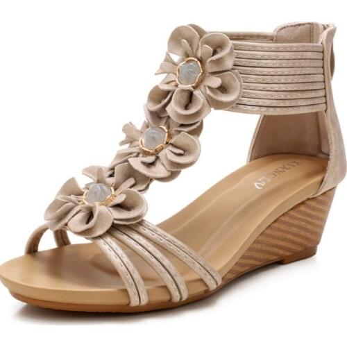 2021 Wedge Sandals Women Summer Shoes Elegant Ladies Rome Sandals Bohemia Brand Female Sandalias Wedge Heels Sandals WSH4003