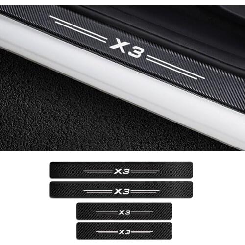 For BMW X3 4pcs Car Sticker Door Carbon Leather Fiber Sill Plate Car Door Protector Sill Carbon Stickers Accessories