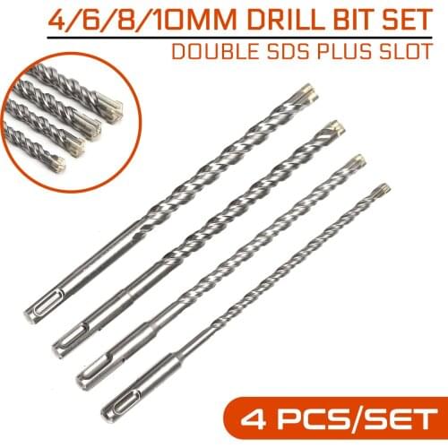 4pcs For Electric Dril Concrete 11cm Drill Bit Double SDS Plus Slot Masonry Hammer Head Tool 5/6/8/10mm High Speed Steel Wrench
