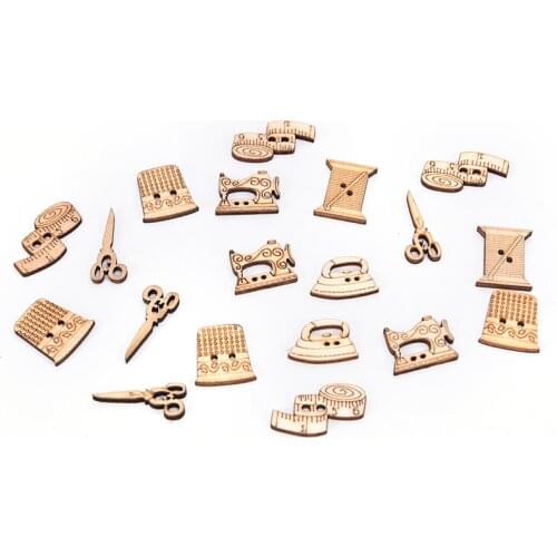 50pcs mixed natural sewing tool wooden handmade buttons scrapbooking carft for decoration 18-30mm