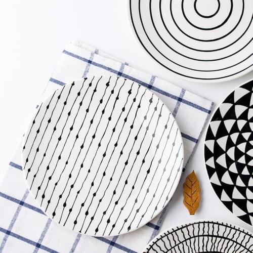 8 Inches Creative Round Plates Underglaze Ceramic Dinnerware Handmade Dinner Serving Dish Plate Kitchen Tableware Home Decor