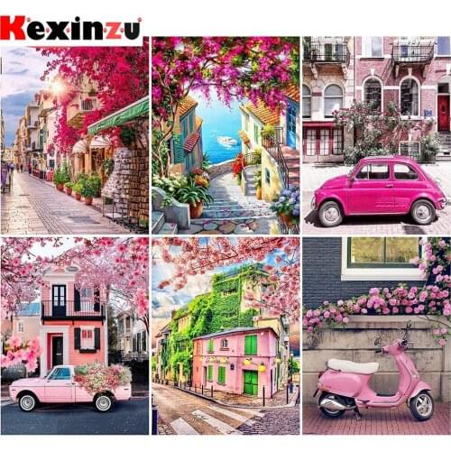 Kexinzu Full Square/Round Drill 5D DIY Diamond Painting "Bike Flower" 3D Diamond Embroidery Cross Stitch Home Decor Gift