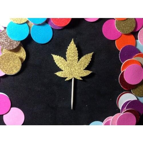 Glitter Weed Party Cupcake Toppers Engagement Bachelorette birthday Wedding Bridal Shower toothpicks