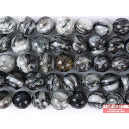 A grade Natural Stone Black Picture Jaspers Beads 8mm for Bracelet Necklace making IBJ23