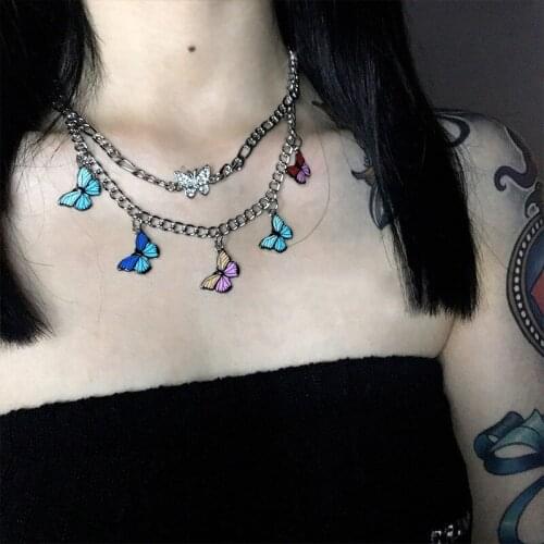 Bohemian Cute Butterfly Choker Necklace For Women Gold Silver Color Clavicle Chain 2020 Fashion Female Choker Jewelry