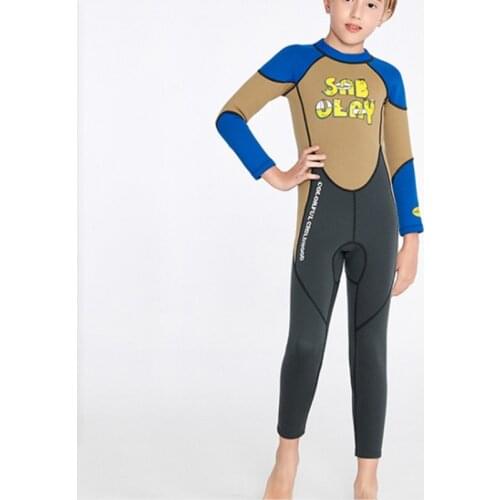 Boys Wetsuit L/S Full Suit 2mm Neoprene Swimsuit UV Protection Keep Warm Scratch-proof Diving Suit Kids for Water Sports