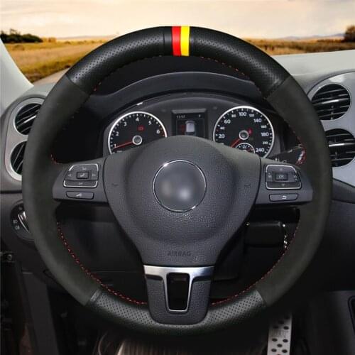 DIY Anti-Slip Steering Wheel Cover For Volkswagen Tiguan Golf Plus Passat CC Jetta Sharan EOS Caddy Car Interior Decoration