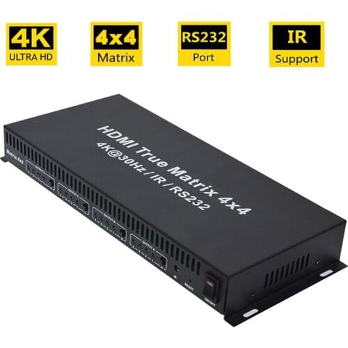 HDMI True Matrix 4x4 4K 30Hz HDMI Switch Splitter 4 in 4 out HDMI Audio Extractor Switcher with IR RS232 For PS4 Computer