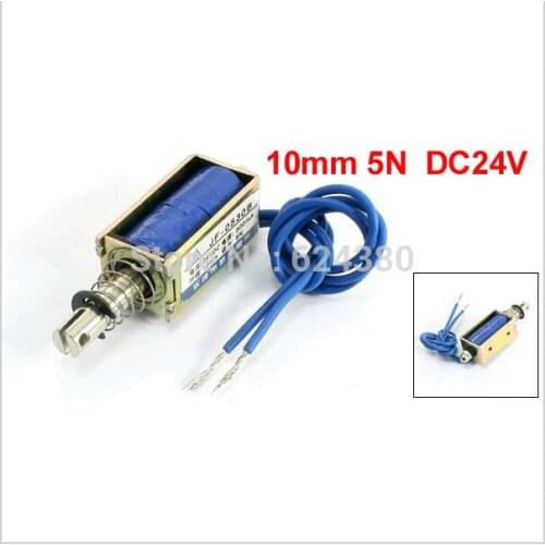 JF-0530B Push Pull Type Solenoid Electromagnet 24V DC 300mA 10mm Stroke 5N 0.5Kg 1.1LB Holding Force Open Frame Discount