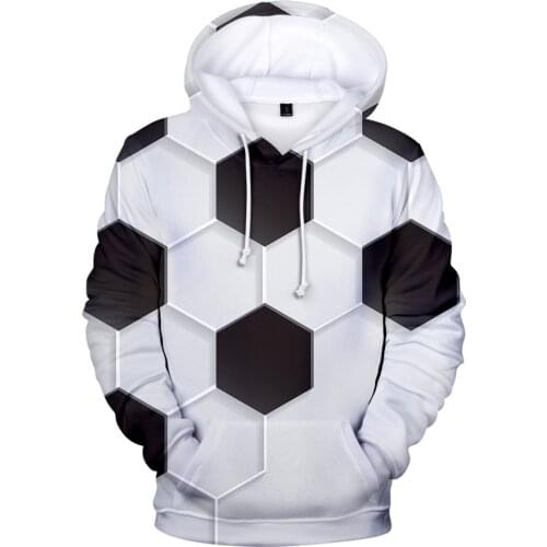 Hot Autumn 3D football soccer Hoodies Men Women Sweatshirts New Kids 3D white+black Hoodie Suitable boys girls casual pullovers