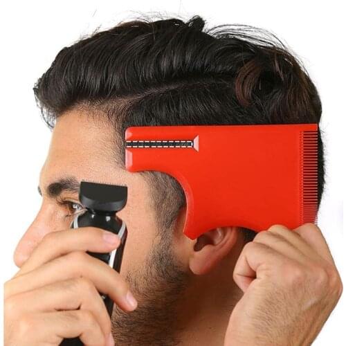 LXMH Red Neck Trimming Ruler Mens Beard Combs Shaping Styling Template Comb Salon for Hair Trim Beards DIY Tool Home Use