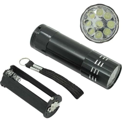 High Brightness 9 LED Mini Flashlight Portable Pocket Aluminum Torch Small Hand Light Camping Hunting Lanterna By 3*AAA Battery