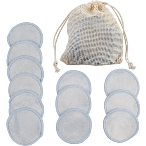 Reusable Bamboo Fiber Makeup Remover Pads 12/1pcs/Pack Washable Rounds Cleansing Facial Cotton Make Up Removal Pads Tool