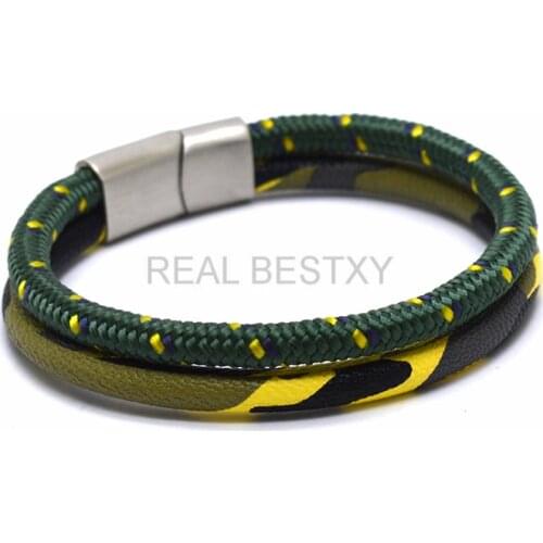 5pcs/lot Trendy Leather Bracelets Men Stainless Steel Multilayer Braided Rope Bracelets for Male Female Bracelets Jewelry Sale