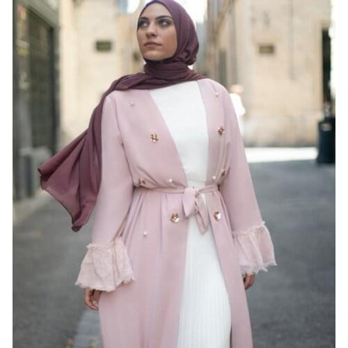 Fashion sequined flowers beading Muslim abaya Arab female Turkey Middle East Dresses Musical Robe Ramadan abaya F1152 with belt