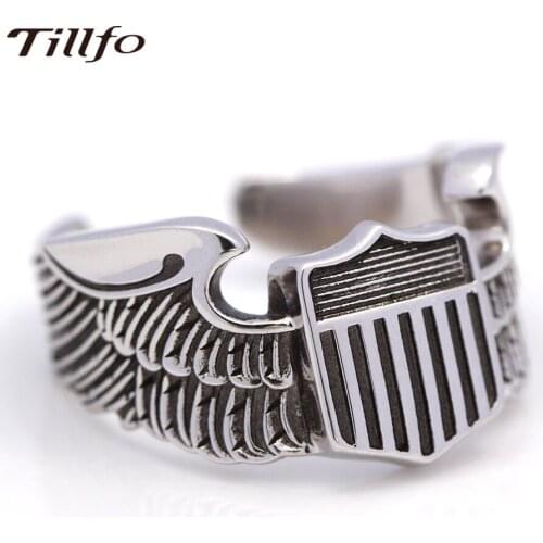 Men`s WWII US Army Air Force Pilot Eagle Wings 925 Sterling Silver Jewelry Ring