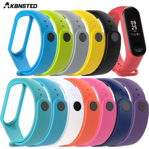 AKBNSTED Soft Silicone Replacement Watch Band For Xiaomi Miband 3 Sport Wristband Bracelet Watch Strap Accessories For Mi Band 3