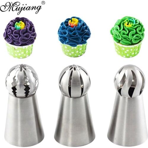 3 Styles Russian Piping Nozzle Sphere Ball Icing Confectionary Pastry Tips Sugarcraft Cake Decoration Kitchen Bakeware Tools