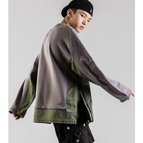 New Mens Patchwork Streetwear O-Neck 2021 Sweatshirts Hip Hop Fashion Hoodies Male Oversized Casual Sweatshirt Male 5XL