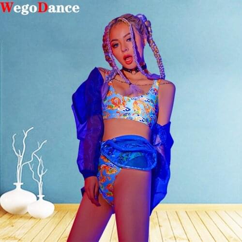 New Bar Nightclub Party Singer Sexy Blue Bikini Suit GoGo Performance Wear Stage Pole Dance Clothing